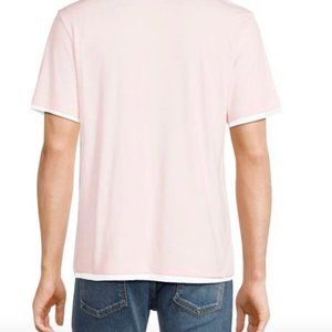 Vince Double Layer short sleeve Pima Cotton Polo- Large light pink NWT
